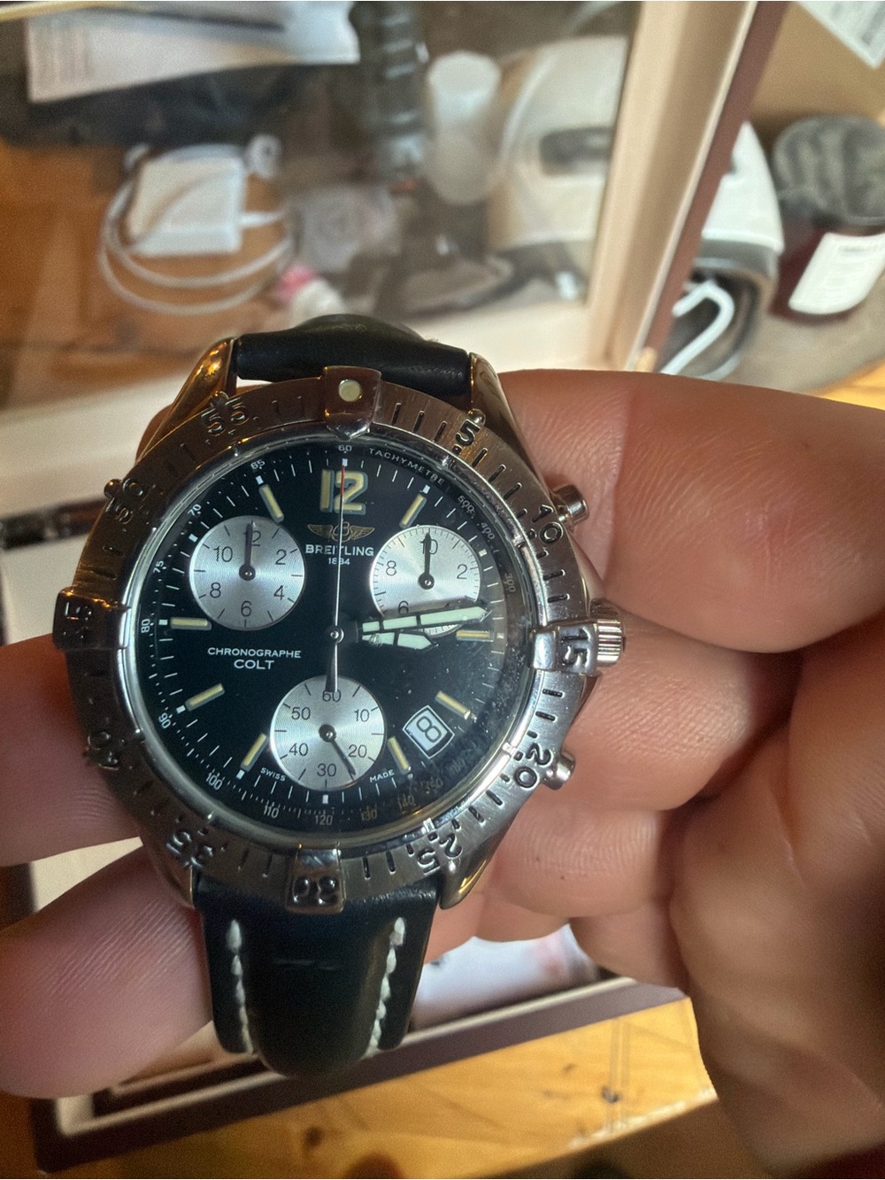 Breitling Black Dial Chronograph with Silver Subdials